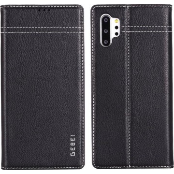 Let op type!! Voor Galaxy Note 10 + GEBEI top-nerf leder horizontale Flip beschermende case met houder & kaartsleuven (zwart)