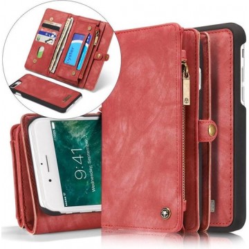 Caseme Leren Wallet iPhone 7/8 plus - Roze/Rood
