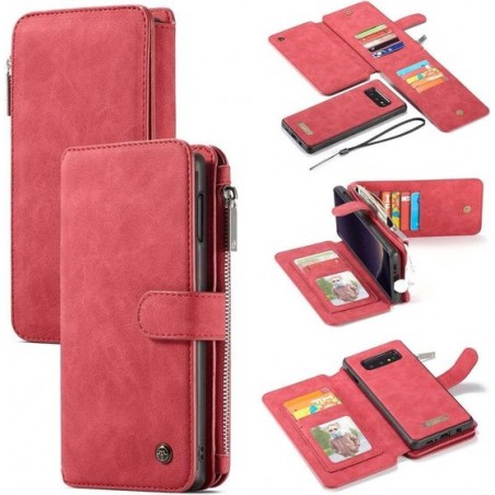 CASEME Samsung Galaxy S10e Retro Portemonnee Hoesje - Rood