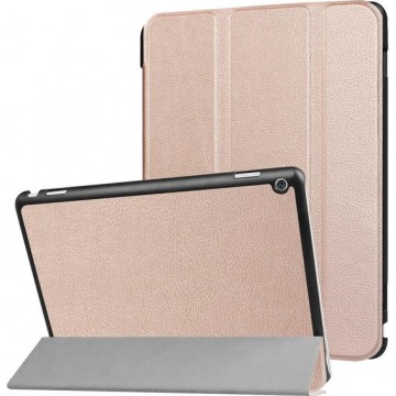 Voor Huawei MediaPad M3 Lite 10 Custer Texture Horizontaal Flip Leather Case met 3-vouwbare houder & Sleep / Wake-up (Rose Gold)