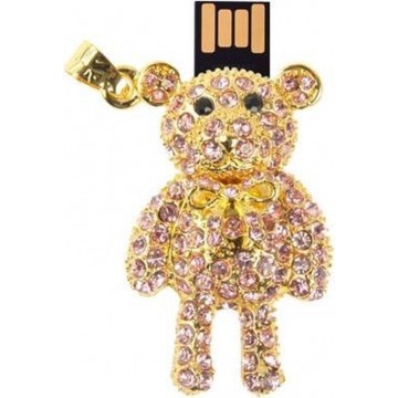 Let op type!! Lovely Bear vormige paars Diamond Necklace stijl USB schicht schijf (8GB)