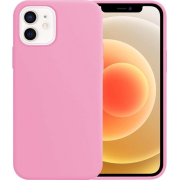 iPhone 12 Case Hoesje Siliconen Hoes Back Cover - Roze
