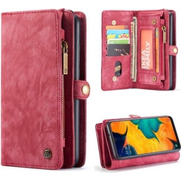CASEME - Samsung Galaxy A30s Vintage Wallet Case - Rood