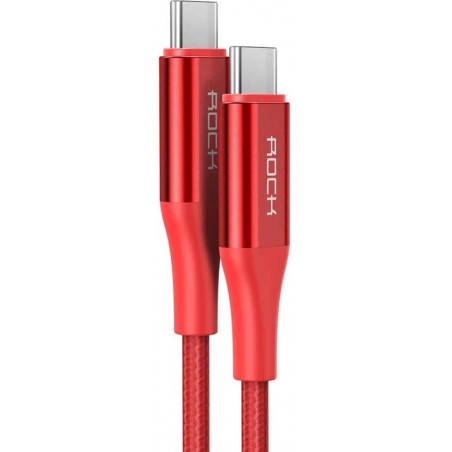 Let op type!! ROCK 5A type-C/USB-C metaal gevlochten opladen data kabel  lengte: 1M (zwart)