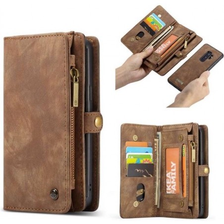 CASEME Samsung Galaxy S9 Plus Vintage Portemonnee Hoesje - Bruin