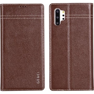 Let op type!! Voor Galaxy Note 10 GEBEI top-nerf leder horizontale Flip beschermende case met houder & kaartsleuven (bruin)