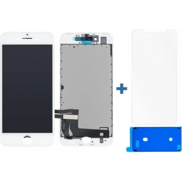 Compleet LCD Scherm voor de iPhone 7 incl. tempered glass screenprotector + plakstrip|Wit/White|AAA+ reparatie onderdeel