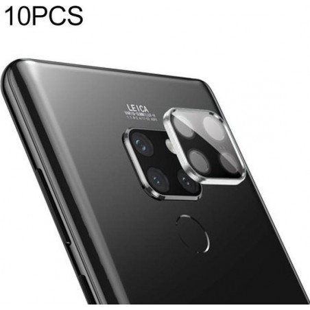 10 stuks titanium legering metalen camera lens beschermer gehard glas film voor Huawei Mate 20 (zilver)