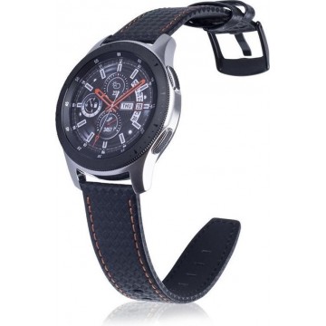 Let op type!! 22mm voor Huawei Watch GT2e GT2 46mm Carbon fiber lederen band(Oranje)