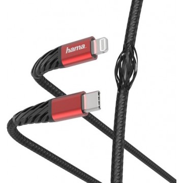 Hama Snellaad-/gegevenskabel "Extreme", USB-C - Lightning, 1,5 m, zwart/rood