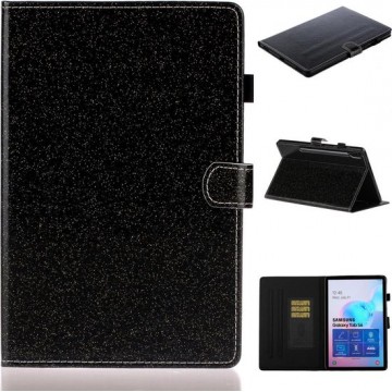 Let op type!! Voor Galaxy Tab S6 T860 Varnish Glitter Powder Horizontal Flip Leather Case met Holder & Card Slot(Zwart)