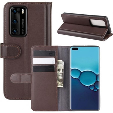 Let op type!! Voor Huawei P40 Horizontal Flip Genuine Leather Case met Holder & Card Slots & Wallet(Brown)