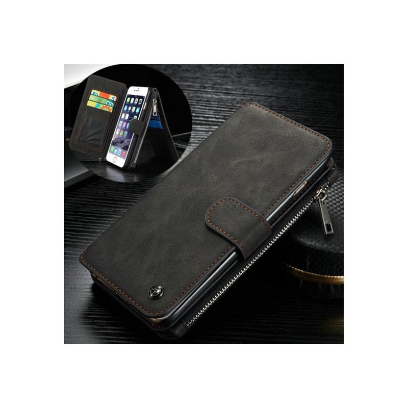 Caseme Leren Flip Wallet iPhone 6(s) plus - Zwart
