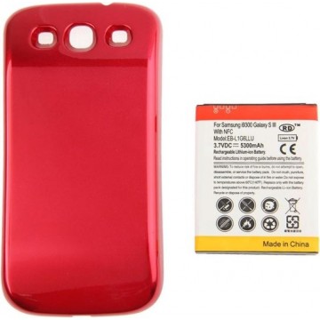 5300mAh NFC mobiele telefoon batterij & dekking achterdeur voor Galaxy S III / i9300 (rood)