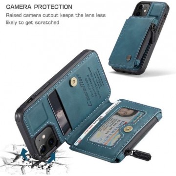CASEME Apple iPhone 12 Back Cover Wallet Case - Portemonnee Hoesje - Blauw
