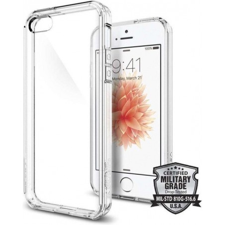 Hoesje Apple iPhone SE - Spigen Ultra Hybrid Case - Transparant/Doorzichtig