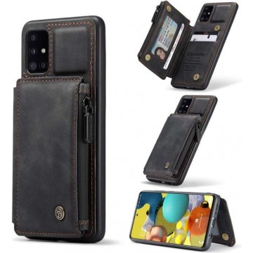 CASEME Samsung Galaxy A51 Back Cover Wallet Case - Portemonnee Hoesje - Zwart