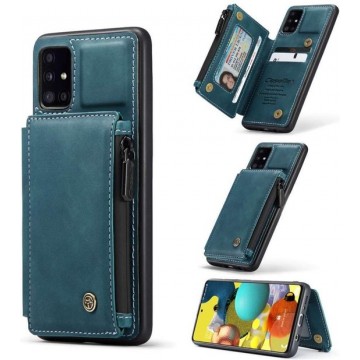 CASEME Samsung Galaxy A51 Back Cover Wallet Case - Portemonnee Hoesje - Blauw