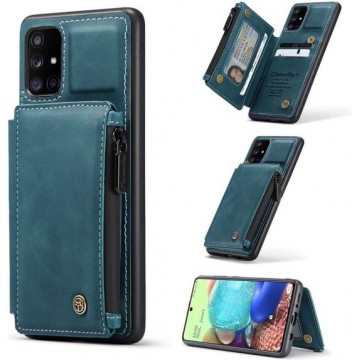 CASEME Samsung Galaxy A71 Back Cover Wallet Case - Portemonnee Hoesje - Blauw