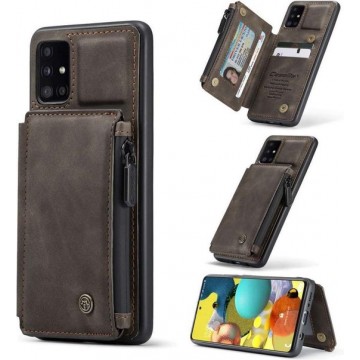 CASEME Samsung Galaxy A51 Back Cover Wallet Case - Portemonnee Hoesje - Koffie