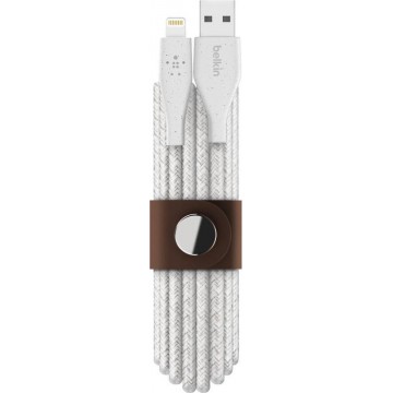 Belkin DuraTek Plus Apple iPhone Lightning naar USB kabel - 3 meter - Wit/grijs
