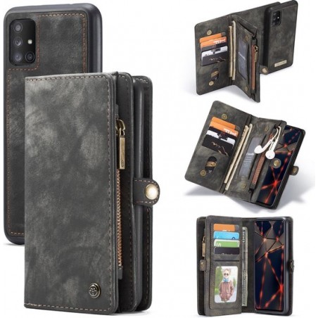 CASEME Luxe Leren Portemonnee hoesje voor de Samsung Galaxy A71 - zwart