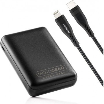 MOJOGEAR Snelladen-set voor iPhone & iPad: 10.000 mAh MINI Extra Fast powerbank + Lightning naar USB-C kabel