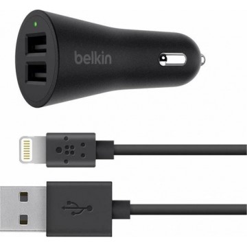 Belkin BOOST↑UP™ autolader met 2 poorten + iPhone Lightning-kabel - 2.4A - Zwart