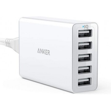 Anker PowerPort 5 Poorts USB 40W Thuislader Wit