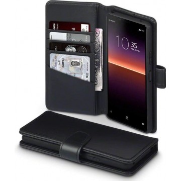 Sony Xperia 10 II hoesje, MobyDefend luxe echt leren wallet bookcase, Zwart - Telefoonhoesje geschikt voor: Sony Xperia 10 II