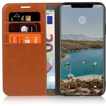 Casecentive Luxe Leren Wallet case - Portemonnee hoesje - iPhone 11 tan