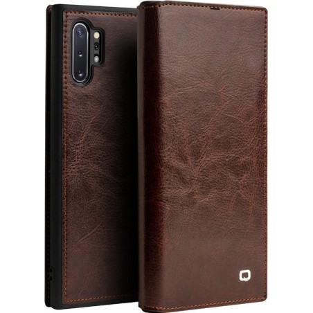 Qialino - echt lederen luxe wallet hoes - Samsung Galaxy Note 10 Plus - Bruin