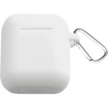 Let op type!! Thicken cover anti-drop stofbestendige gesp Bluetooth oortelefoon silicone case voor Apple Airpods (wit)