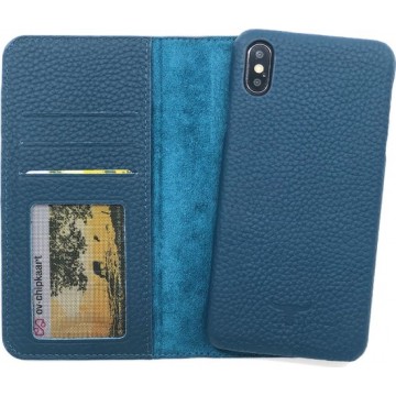 Dutchic Lederen Apple iPhone X / XS Hoesje (Tweedelige ontwerp: Book Case / Hardcase - II Blue)