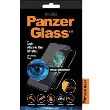 PanzerGlass Case Friendly AntiBlueLight Screenprotector voor iPhone 11 Pro Max / Xs Max - Zwart