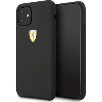 iPhone 11 Backcase hoesje - Ferrari - Effen Zwart - Silicone