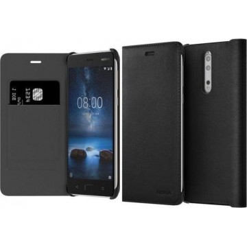 Nokia Leather Flip Case - zwart - voor Nokia 8