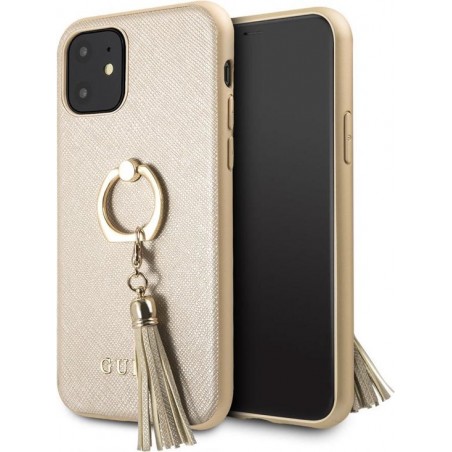 iPhone 11 Backcase hoesje - Guess - Geen opdruk Beige - Kunstleer