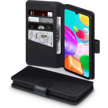 Samsung Galaxy A41 hoesje, MobyDefend luxe echt leren wallet bookcase, Zwart - Telefoonhoesje geschikt voor: Samsung Galaxy A41