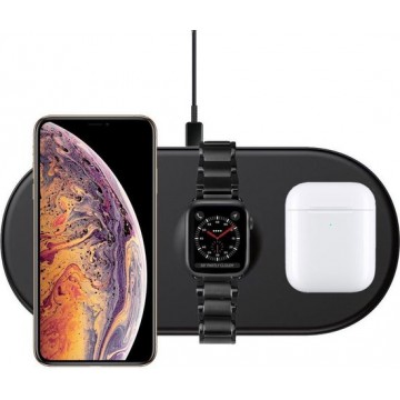 Baseus 3 in 1 Draadloze Oplader [iPhone + Apple Watch + AirPods] Zwart