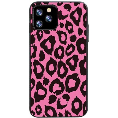 Smartphone hoesje | Telefoon hoesje | Anti shock | Panterprint | Donkerroze | iPhone 11 Pro