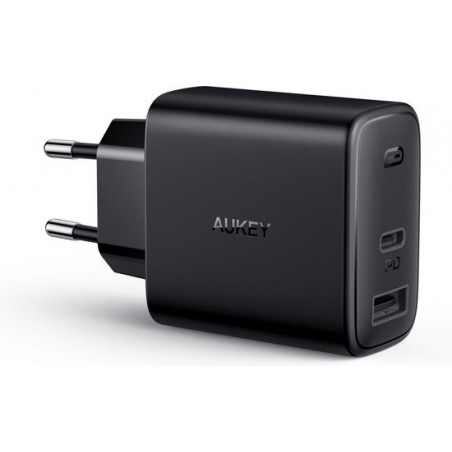 Aukey USB-C Power Delivery + USB Oplader - PA-F3S - 20W - zwart