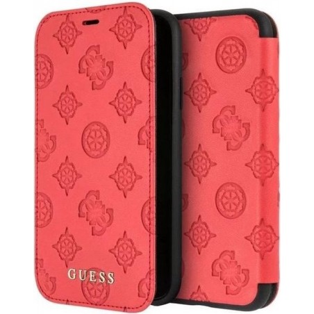 Guess Debossed Peony Bookcase voor iPhone X/Xs - Rood
