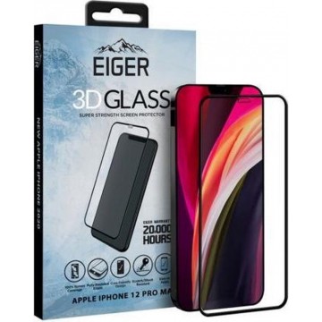 Eiger 3D Tempered Glass Screenprotector iPhone 12 Pro Max Zwart