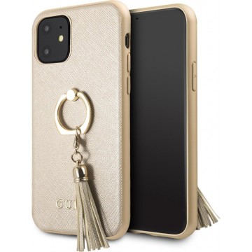 Guess Backcover hoesje Goude- met gouden ring - iPhone 11 PRO - Siliconen rand