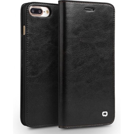 Qialino - echt lederen luxe wallet hoes - iPhone 7 Plus / iPhone 8 Plus - Zwart