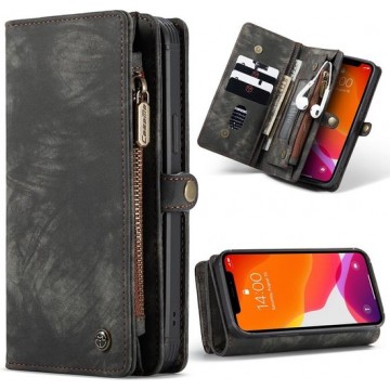 CaseMe Luxe Lederen 2 in 1 Portemonnee Booktype iPhone 12 Pro Max hoesje - Zwart