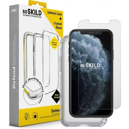 SoSkild iPhone 11 Pro Max Defend Heavy Impact Case Transparent and Tempered Glass Transparent