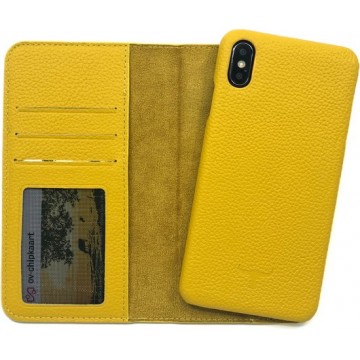Dutchic Lederen Apple iPhone Xs Max Hoesje (Tweedelige ontwerp: Book Case / Hardcase - II Yellow)