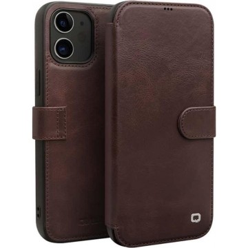 Qialino Luxe Genuine Leather Bookcase Hoesje iPhone 11 - Donkerbruin